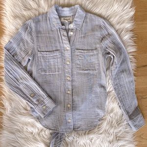 Madewell XXS Striped Button Down Shirt with Tie in Back